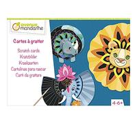 MY MANDARINE KC125C- Boîte créative enfant - 4 cartes, chevalets et support carton - À partir de 4 ans - MANDALA CARTES À GRATTER