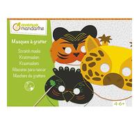 Avenue Mandarine KC141C - Boite créative enfant - 5 Masques à Gratter - À partir de 4 ans - MASQUES A GRATTER