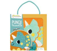 Avenue Mandarine KC162C - Un kit Point de croix enfant PUNCH NEEDLE - Tableau 18x18 cm - À partir de 6 ans - DINO