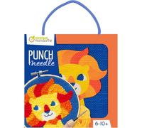 Avenue Mandarine Kit point de croix enfant KC163C - punch needle 18x18 cm - Dès 6 ans - Lion