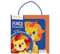 Avenue Mandarine Kit point de croix enfant KC163C - punch needle 18x18 cm - Dès 6 ans - Lion