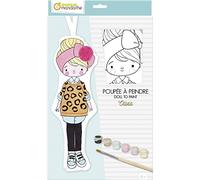 Avenue Mandarine Kit créatif enfant PP043C – Poupée coton imprimée à peindre Olivia – Dès 6 ans