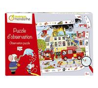 My Mandarine PU022C - Un Puzzle d'Observation ''Cherche et Trouve'' de 76 pièces - Poster inclus - A partir de 5 ans, Thème Pompier, Pompiers