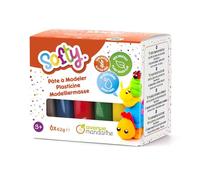 AVENUE MANDARINE SO0870006K01C -Un Kit de 6 pains de Pâte à Modeler enfant Softy 62 g - Modelage pour enfants petit format - 6 couleurs classiques bleu, rouge, blanc, vert, jaune, orange - Pâte souple
