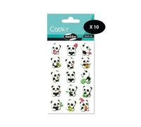 MY MANDARINECY016Opack - GOMMETTES 3D Cooky - LOT DE 10 planches 12x8 cm - 150 stickers - PANDA