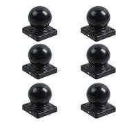 MY MIRONEY Lot de 6 capuchons de poteau de clôture noirs avec dôme à boule, quincaillerie pour poteaux de clôture en métal avec vis pour poteaux carrés de 6 x 6 cm