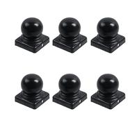 MY MIRONEY Lot de 6 capuchons de poteau de clôture noirs avec dôme à boule, quincaillerie pour poteaux de clôture en métal avec vis pour poteaux carrés de 5 x 5 cm