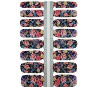 MY NAILS Lot de 16 bandes de vernis à ongles ultra fines motif fleurs foncées I Adhère aux ongles naturels et laqués, en acrylique, gel et shellac