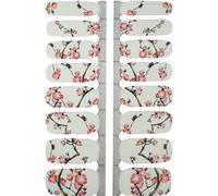 MY NAILS Lot de 16 bandes de vernis à ongles ultra fines motif fleurs roses - Motif : blanc/rose - Adhère aux ongles naturels et laqués, en acrylique, gel et shellac