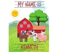 My Name Is Kenneth | Farm Animals Barn | Personalized Tracing Practice Worksheet Workbook | Learn How To Write Your Name | Homeschool Preschool Pre-K