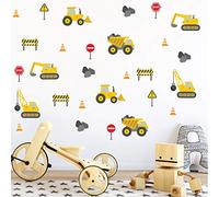 My Nametags® Autocollants Muraux Construction | Stickers Muraux Amovibles et Repositionnables qui ne Laisseront pas de Résidus sur les Murs | Déco de Chambre à Coller pour Enfants