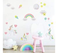 My Nametags® Autocollants Muraux Licorne | Stickers Muraux Amovibles et Repositionnables qui ne Laisseront pas de Résidus sur les Murs | Déco de Chambre à Coller pour Enfants
