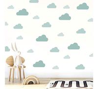 My Nametags® Autocollants Muraux Nuage Vert Sauge Clair | Stickers Muraux Amovibles et Repositionnables qui ne Laisseront pas de Résidus sur les Murs | Déco de Chambre à Coller pour Enfants