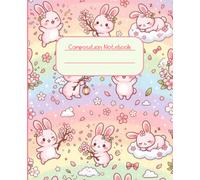 My Notes: Kawaii Sakura Bunny Wide Ruled Composition Notebook, 7.5 x 9.25 Inches, 200 Pages for Elementary School Students
