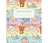 My Notes: Kawaii Sleepy Bears Primary Composition Notebook with Picture Space, 7.5 x 9.25 Inches, 200 Pages, Primary Ruled with Dotted Midline for Preschool, Kindergarten, Grade 1 & Grade 2