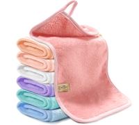 my novel things Lot de 7 lingettes de maquillage lavables en microfibre pour le visage - 38 x 16,5 cm - Réutilisables - En polaire corail