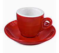 MY Obsession Tasse à expresso à paroi extra épaisse 56 ml - Tasse pour moka et expresso avec soucoupe, rouge/blanc, porcelaine, élégante emballée dans une boîte cadeau