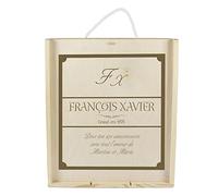 My original gift Coffret en Bois pour Trois Bouteilles de vin gravé avec initiales, nom et prénom, année et dédicace
