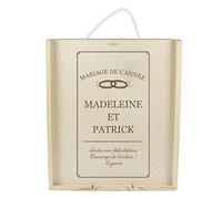 My original gift Coffret en Bois pour Trois Bouteilles de vin gravé avec Titre, Noms et dédicace