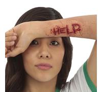 My Other Me - Application unisexe adulte beige coupe écriture Help. Un détail choquant pour ajouter du réalisme à votre caractérisation effrayante