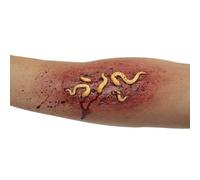 My Other Me - Application unisexe adulte beige de plaie avec vers. Apporte une touche effrayante à toute caractérisation d'horreur