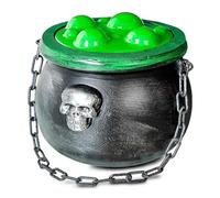 My Other Me - Chaudron gris et vert avec tête de mort et chaîne, dimensions 20 x 17 x 36 cm et avec piles 3 x AAA incluses. Apportez un air sinistre et réaliste à votre décoration d'Halloween