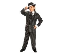 My Other Me Costume de mafioso pour enfant avec chemise, cravate, veste et pantalon en noir et blanc, taille 5-6 ans. Parfait pour un personnage plein de style à n'importe quelle fête