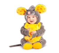 My Other Me Costume de souris unisexe avec bonnet, body, chaussons et queue en jaune et gris, taille 12-24 mois. Un look adorable pour votre petit rongeur.