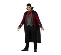 My Other Me Costume de vampire pour homme adulte avec cape, veste, gilet et plastron en noir et rouge, taille M. Parfait pour une soirée mystère élégante