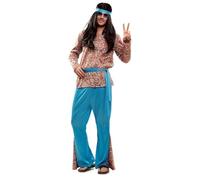 My Other Me Costume hippie pour homme, taille XL, comprend une chemise colorée avec imprimé psychédélique, un pantalon bleu avec des détails du même imprimé que la chemise, un bandeau et une ceinture.