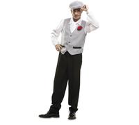 My Other Me Costume madrilène pour homme, taille XXL, comprend un mouchoir blanc, une casquette et un gilet blancs avec de petits carreaux noirs et de fausses poches noires. Idéal pour se démarquer à