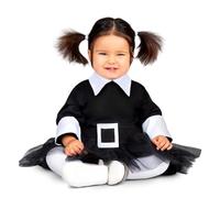 My Other Me Costume pour bébé fille sinistre taille 12-24 mois. Comprend une robe noire avec jupe en tulle, un col blanc en V, des poignets blancs et une ceinture simulée avec boucle carrée blanche.