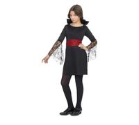 My Other Me Costume pour fille de vampire avec robe et ceinture en noir et rouge, taille 5-6 ans. Parfait pour une soirée d'Halloween pleine de mystère et de charme