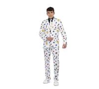 My Other Me - Costume unisexe adulte blanc Sesame Street avec veste, pantalon et cravate taille ML. Parfait pour profiter avec style lors de fêtes à thème pleines de couleurs et de plaisir