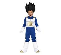 My Other Me Costume Vegeta pour enfant avec t-shirt, gilet, pantalon, gants et couvre-bottes en bleu et blanc, taille 7-9 ans. Parfait pour libérer votre pouvoir Saiyan dans chaque bataille