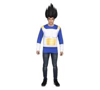My Other Me Costume Vegeta pour homme adulte avec t-shirt imprimé en bleu et blanc, taille XL. Sentez le pouvoir du guerrier le plus emblématique de la saga