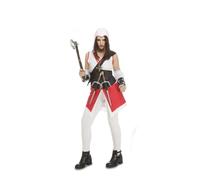 My Other Me Déguisement assassin pour femme, taille XS. Comprend une robe à capuche blanche et rouge, un pantalon blanc, une ceinture et une bandoulière noires, des manchons et des bracelets avec