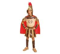My Other Me Déguisement Centurion romain pour enfant, taille 7-9 ans. Comprend une robe beige avec bords dorés, des poignets et protège-tibias marron, une cape rouge et un casque.