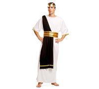 My Other Me Déguisement César pour homme, taille XL. Comprend une longue tunique blanche avec bordure dorée sur les manches, un manteau noir avec détails dorés, une ceinture et une couronne. Devenez
