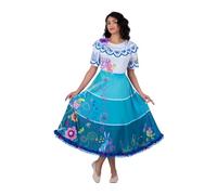 My Other Me Déguisement colombien pour femme, taille L. Comprend une robe blanche avec chemisier à volants et broderies, une jupe longue dans les tons de bleu turquoise et marine avec des imprimés