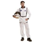 My Other Me Déguisement d'astronaute pour homme adulte taille M-L. Comprend une combinaison blanche avec patchs, poches et détails noirs et harnais noir. Idéal pour carnaval, fêtes à thème et