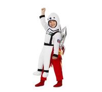 My Other Me Déguisement d'astronaute unisexe pour bébé en blanc et rouge avec combinaison, fusée, fausses jambes et chapeau taille 12-24 mois. Explorez l'univers avec style.