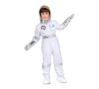My Other Me Déguisement d'astronaute unisexe pour enfant, taille 3-5 ans. Comprend une combinaison blanche avec bandes argentées, un badge et une carte d'identité, un casque et des gants argentés