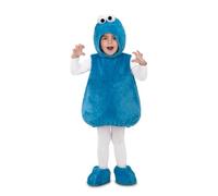 My Other Me Déguisement de bébé Cookie Monster unisexe, taille 1-2 ans, comprend une robe balloon sans manches, un bonnet avec yeux et des chaussons. Bleu, doux et poilu.