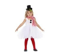 My Other Me Déguisement de bonhomme de neige rouge et blanc avec robe, écharpe et bandeau, taille 5-6 ans. Parfait pour briller avec tendresse pendant les fêtes de Noël