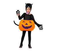 My Other Me Déguisement de chat citrouille pour enfant unisexe en orange et noir avec bonnet, grelot, mitaines et citrouille avec bretelles et queue. Taille unique. Parfait pour Halloween