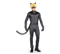 My Other Me Déguisement de chat noir pour homme, taille XS. Comprend une veste avec clochette, un pantalon, une ceinture avec queue, des gants, un masque pour les yeux, une perruque avec oreilles et