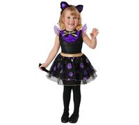 My Other Me Déguisement de chat pour fille avec robe, queue et bandeau en noir et violet, taille 3-4 ans. Parfait pour déchaîner des manigances à n'importe quelle fête