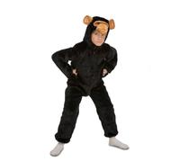 My Other Me Déguisement de chimpanzé unisexe avec combinaison à capuche, couleur noire, taille 7-9 ans, idéal pour une fête sauvage et amusante dans le jardin zoologique