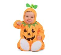 My Other Me Déguisement de citrouille unisexe pour bébé avec bonnet, combinaison avec ventre fourré et chaussons orange et vert, taille 24-36 mois. Parfait pour le premier Halloween de votre